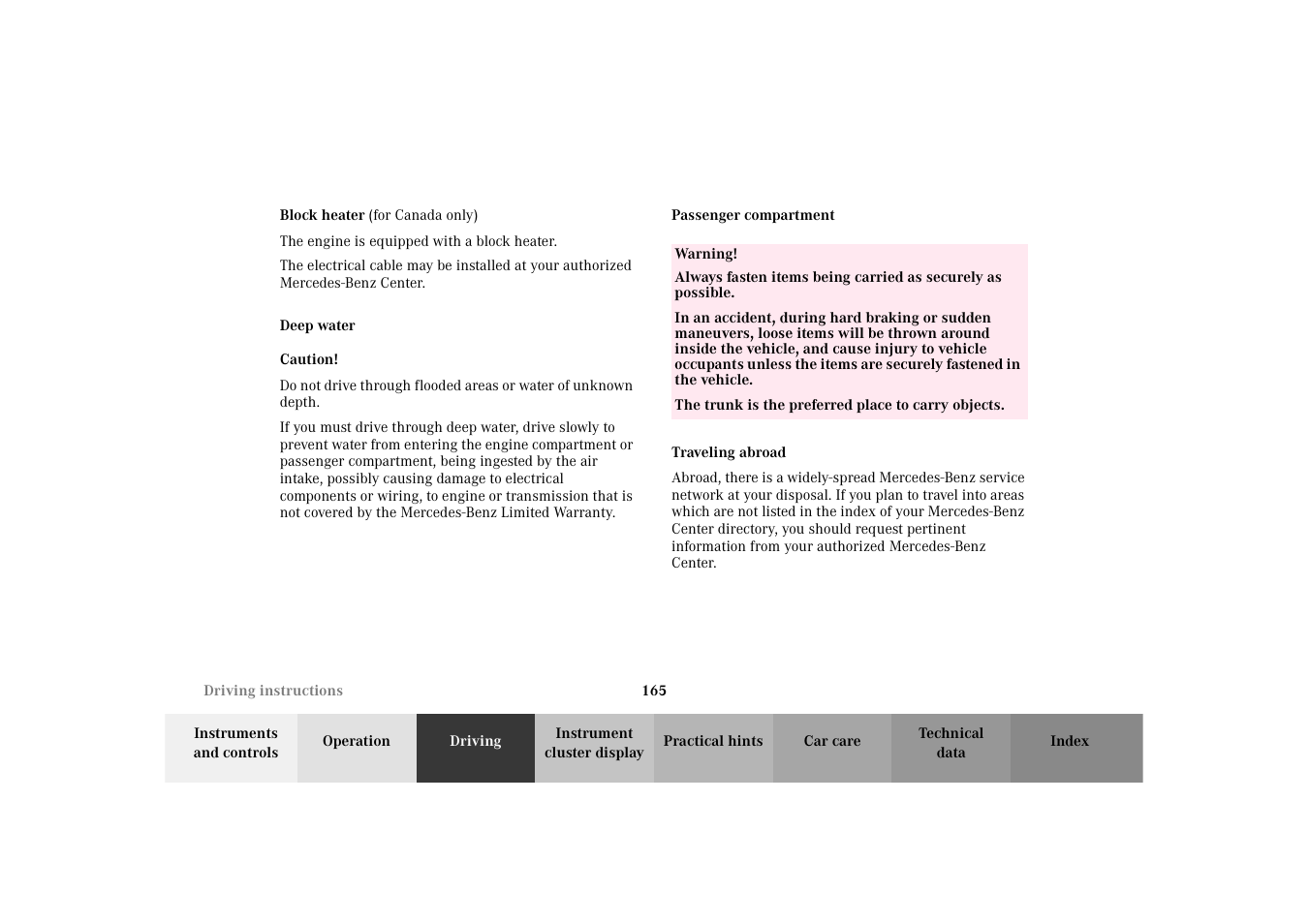 Mercedes-Benz 2002 SLK 320 User Manual | Page 168 / 290