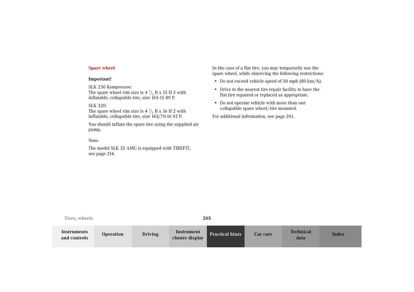 Mercedes-Benz 2002 SLK 320 User Manual | Page 208 / 290