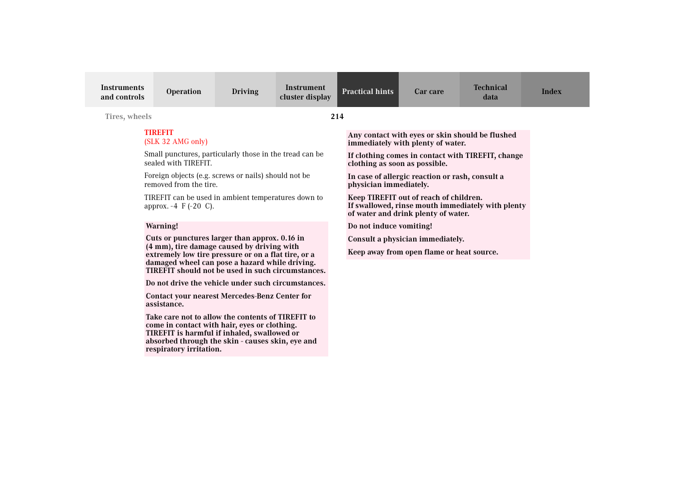Mercedes-Benz 2002 SLK 320 User Manual | Page 217 / 290