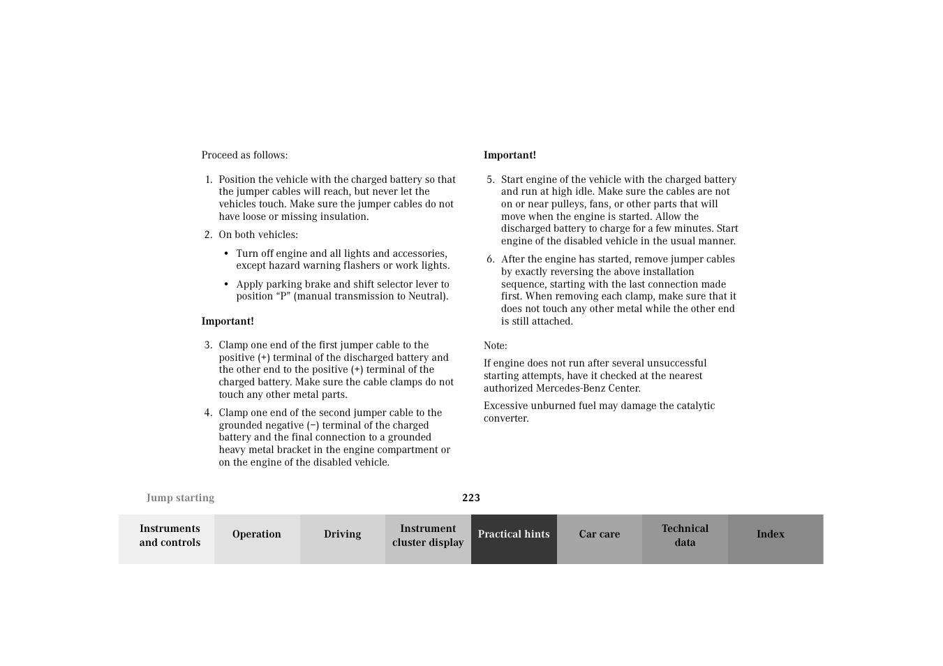 Mercedes-Benz 2002 SLK 320 User Manual | Page 226 / 290