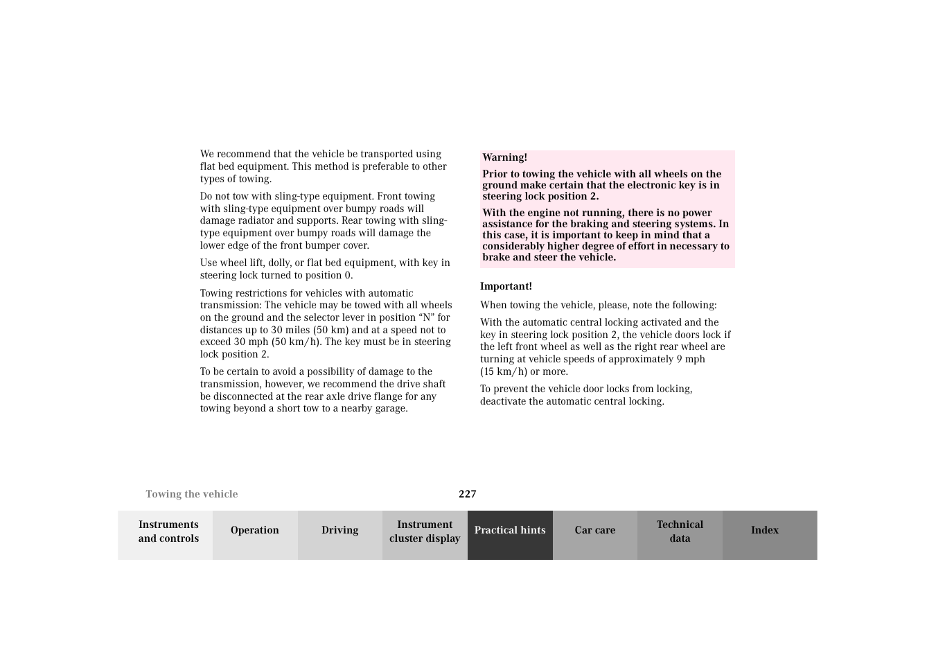 Mercedes-Benz 2002 SLK 320 User Manual | Page 230 / 290