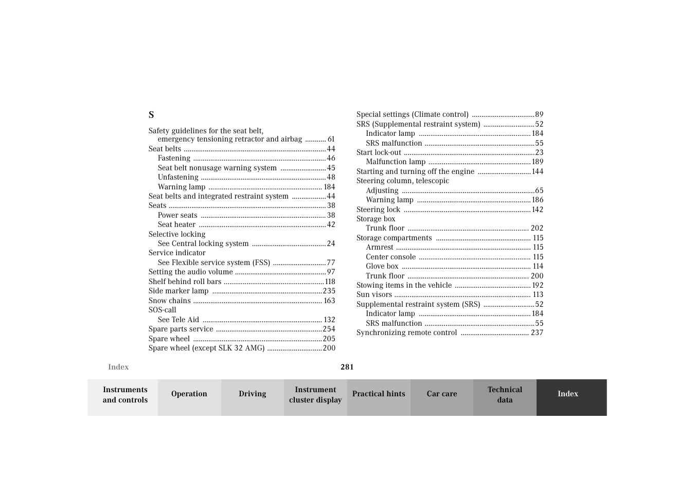 Mercedes-Benz 2002 SLK 320 User Manual | Page 284 / 290