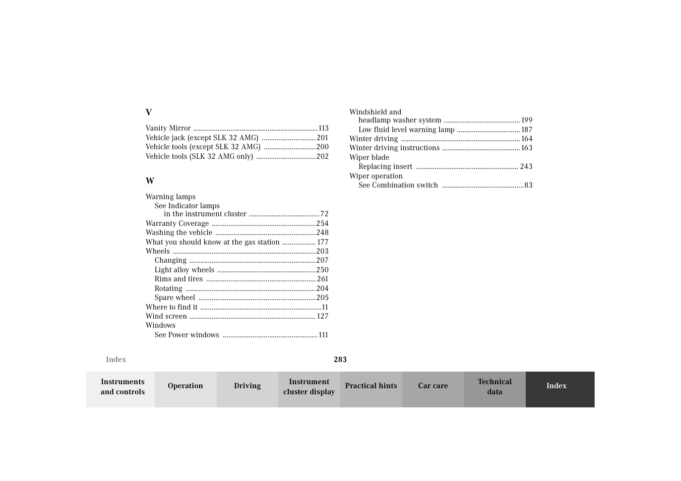 Mercedes-Benz 2002 SLK 320 User Manual | Page 286 / 290