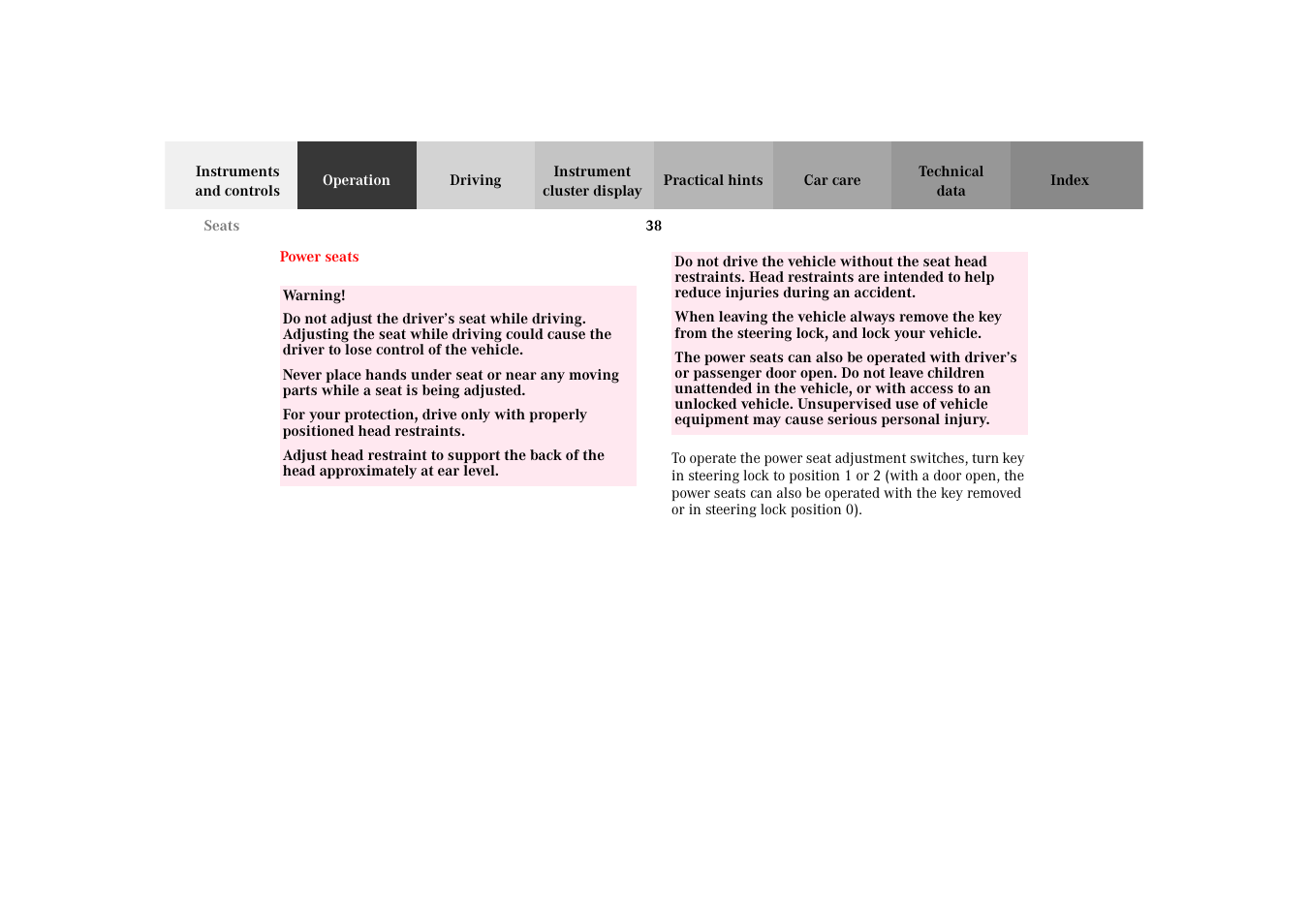 Mercedes-Benz 2002 SLK 320 User Manual | Page 41 / 290