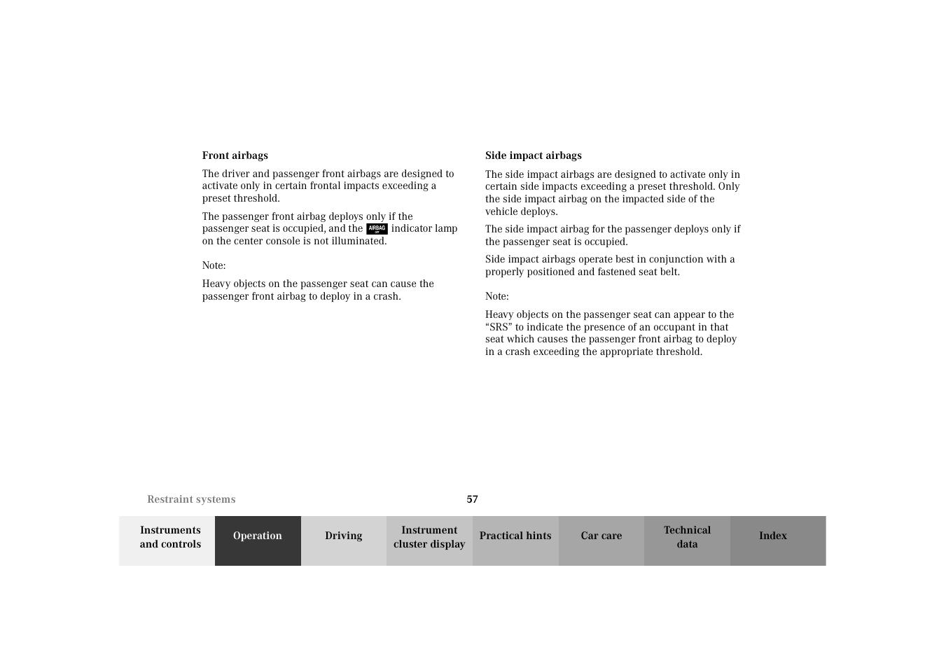 Mercedes-Benz 2002 SLK 320 User Manual | Page 60 / 290