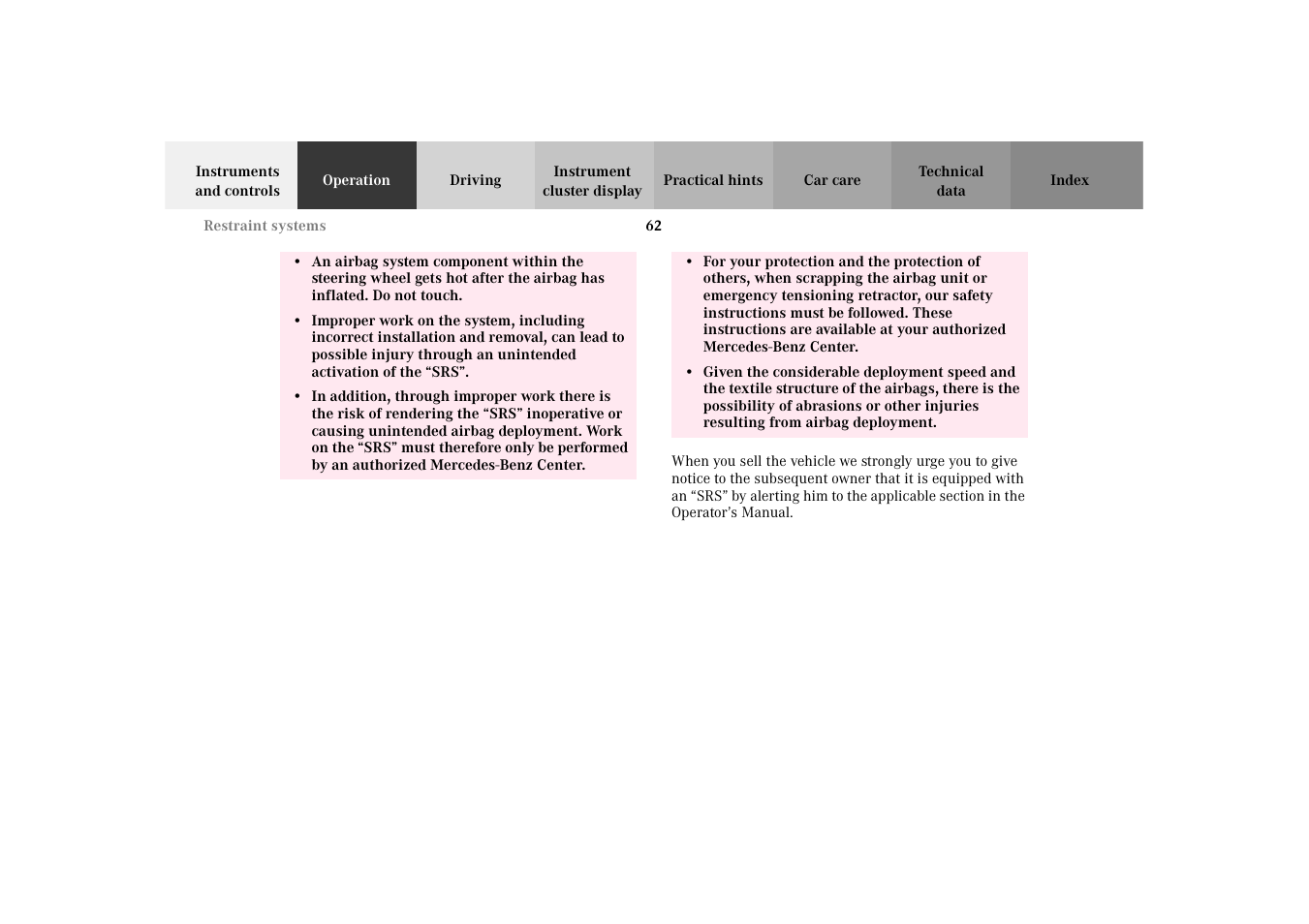 Mercedes-Benz 2002 SLK 320 User Manual | Page 65 / 290
