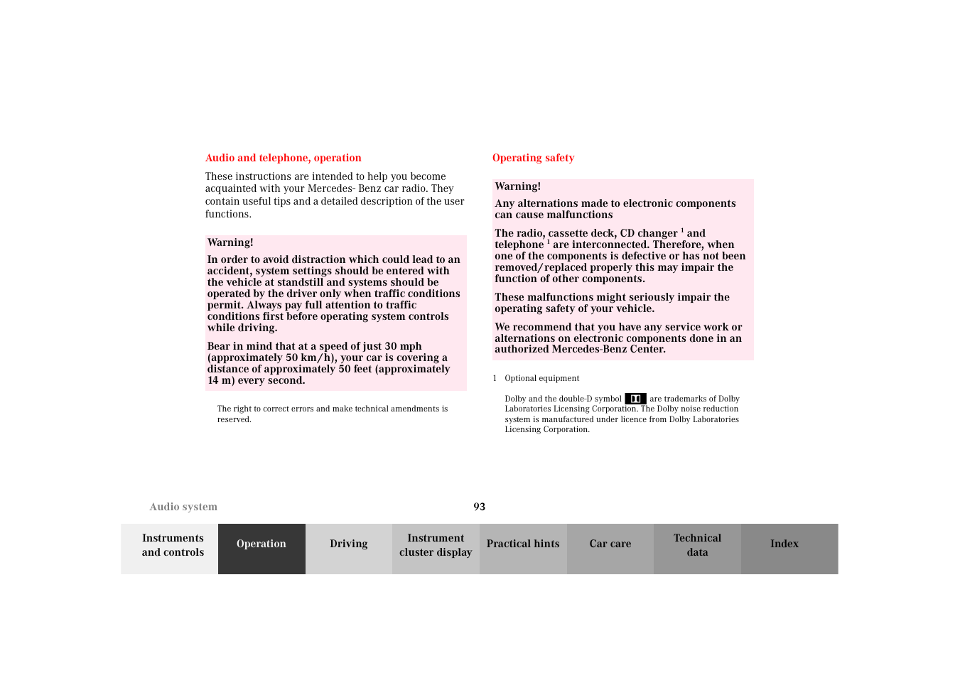 Mercedes-Benz 2002 SLK 320 User Manual | Page 96 / 290