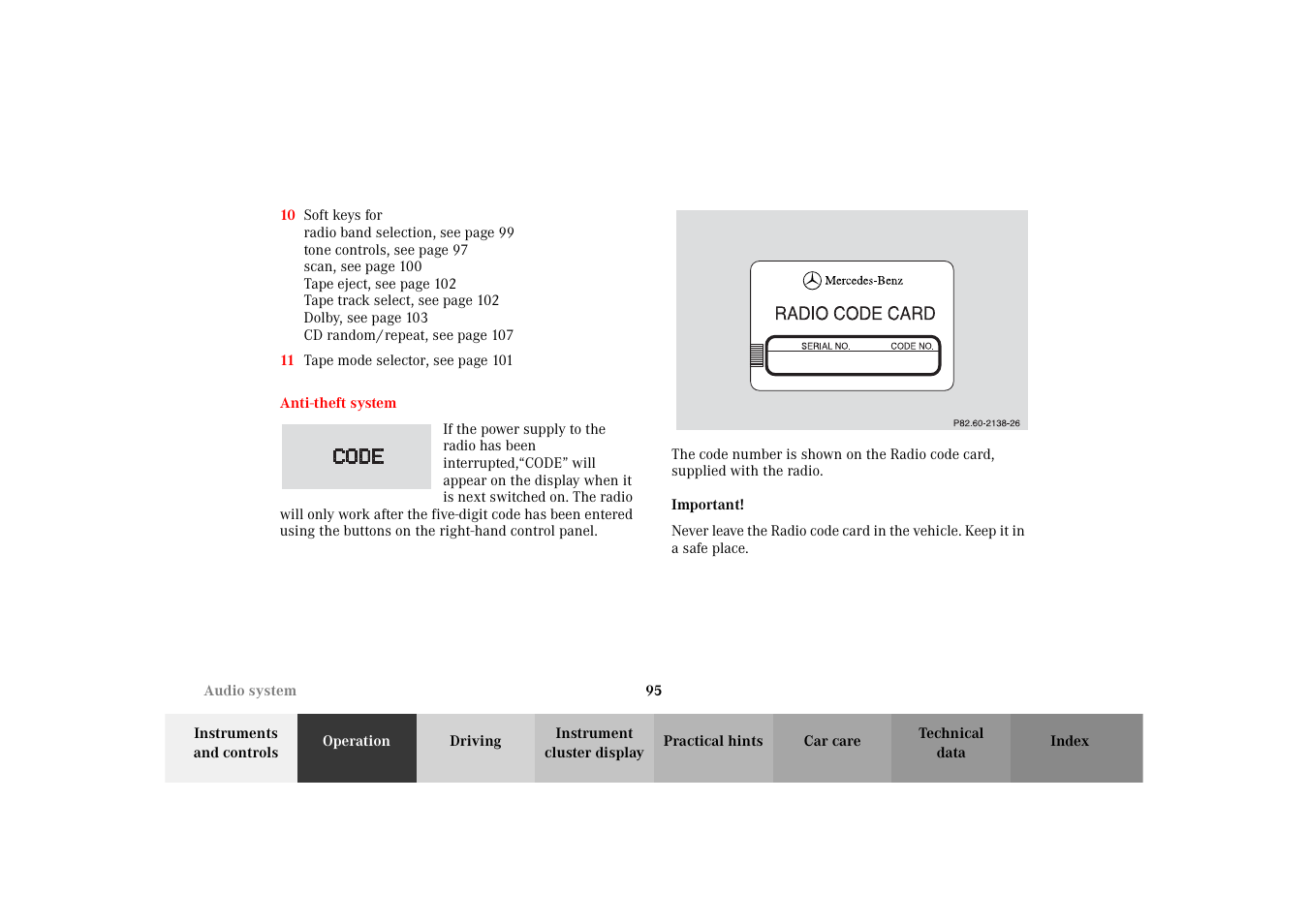 Mercedes-Benz 2002 SLK 320 User Manual | Page 98 / 290