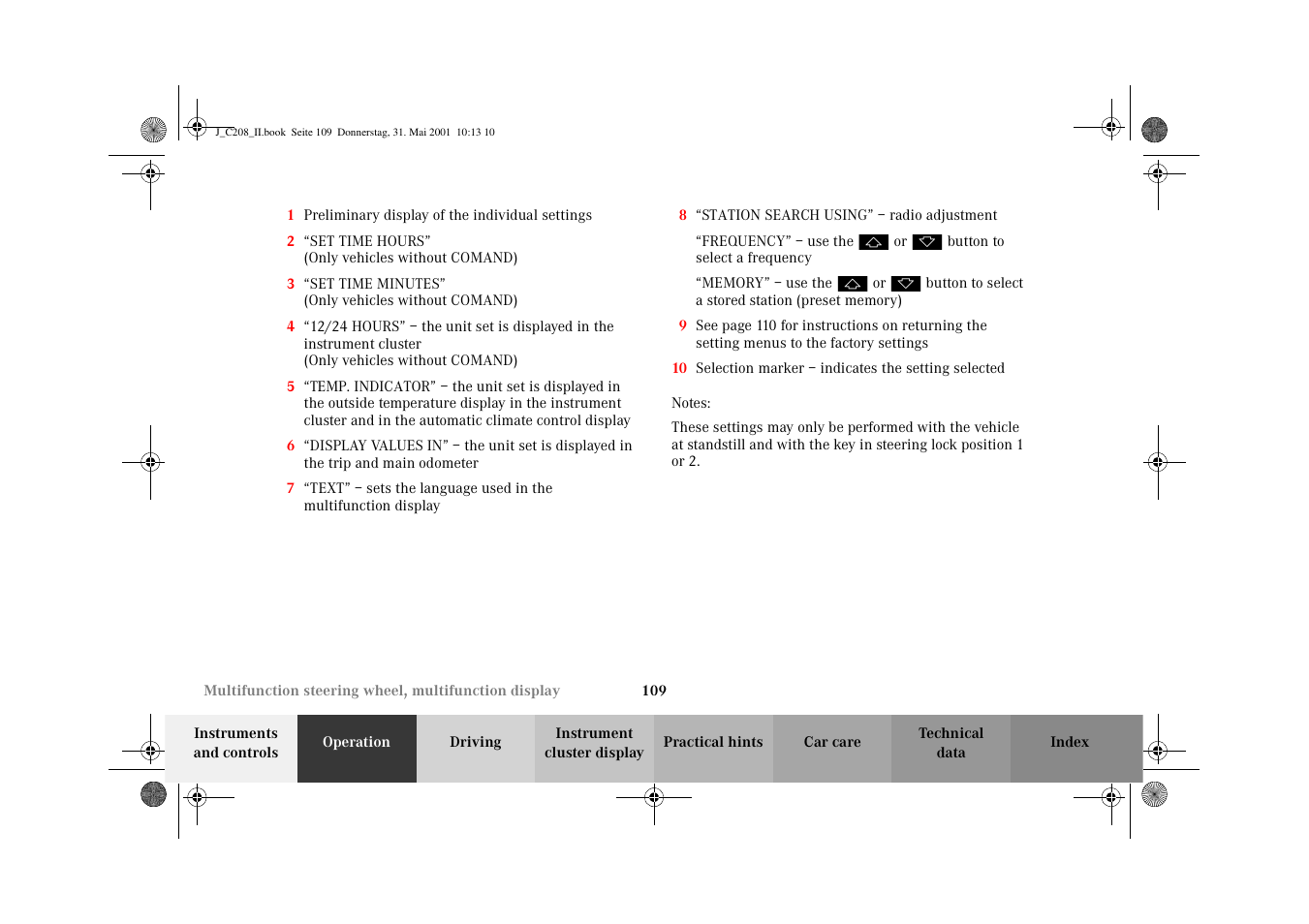 Mercedes-Benz 2002 CLK 55 AMG User Manual | Page 112 / 330