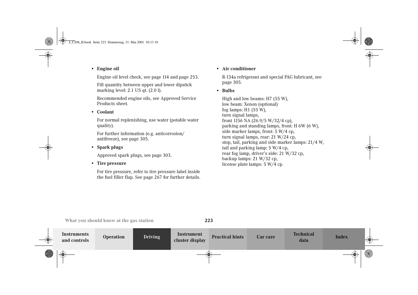 Mercedes-Benz 2002 CLK 55 AMG User Manual | Page 226 / 330