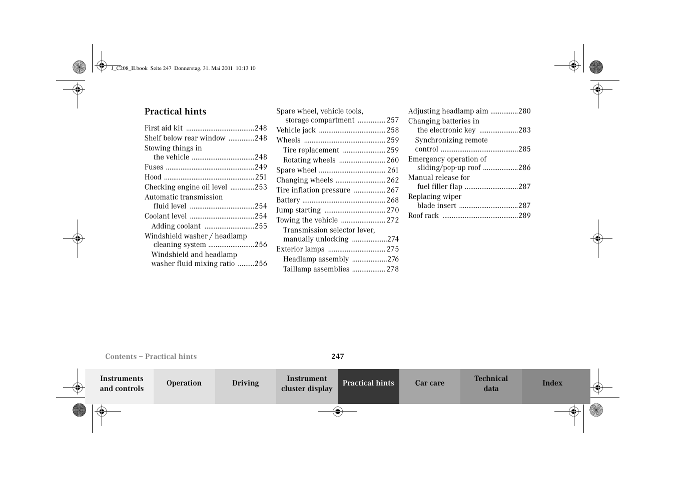 Mercedes-Benz 2002 CLK 55 AMG User Manual | Page 250 / 330
