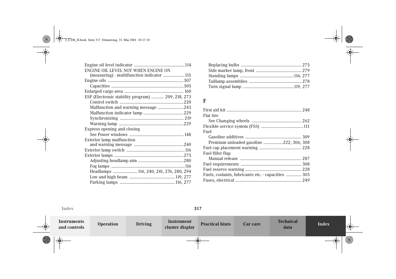 Mercedes-Benz 2002 CLK 55 AMG User Manual | Page 320 / 330