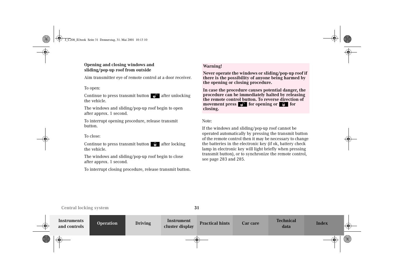 Mercedes-Benz 2002 CLK 55 AMG User Manual | Page 34 / 330