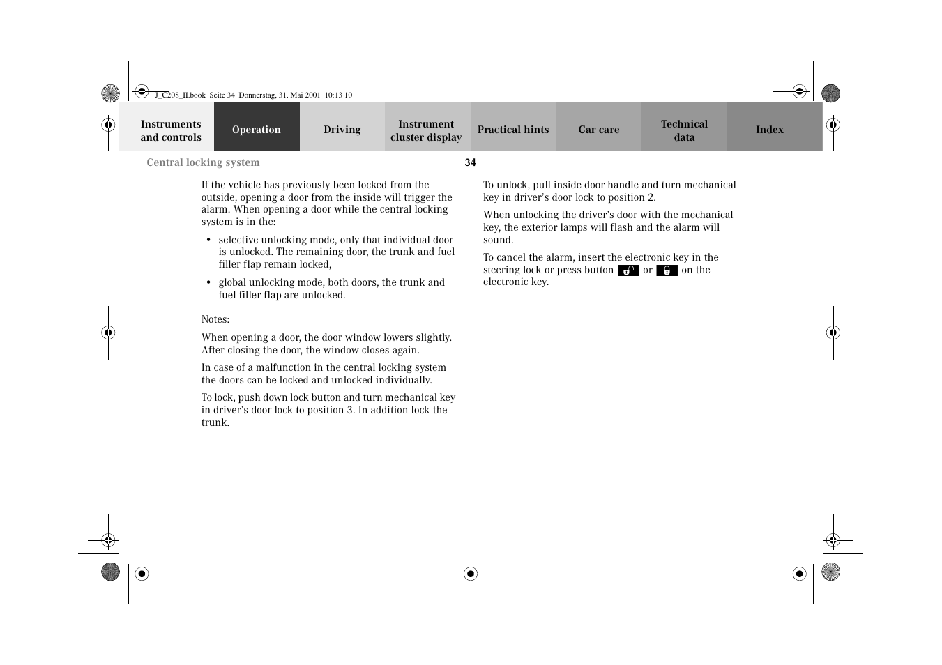 Mercedes-Benz 2002 CLK 55 AMG User Manual | Page 37 / 330