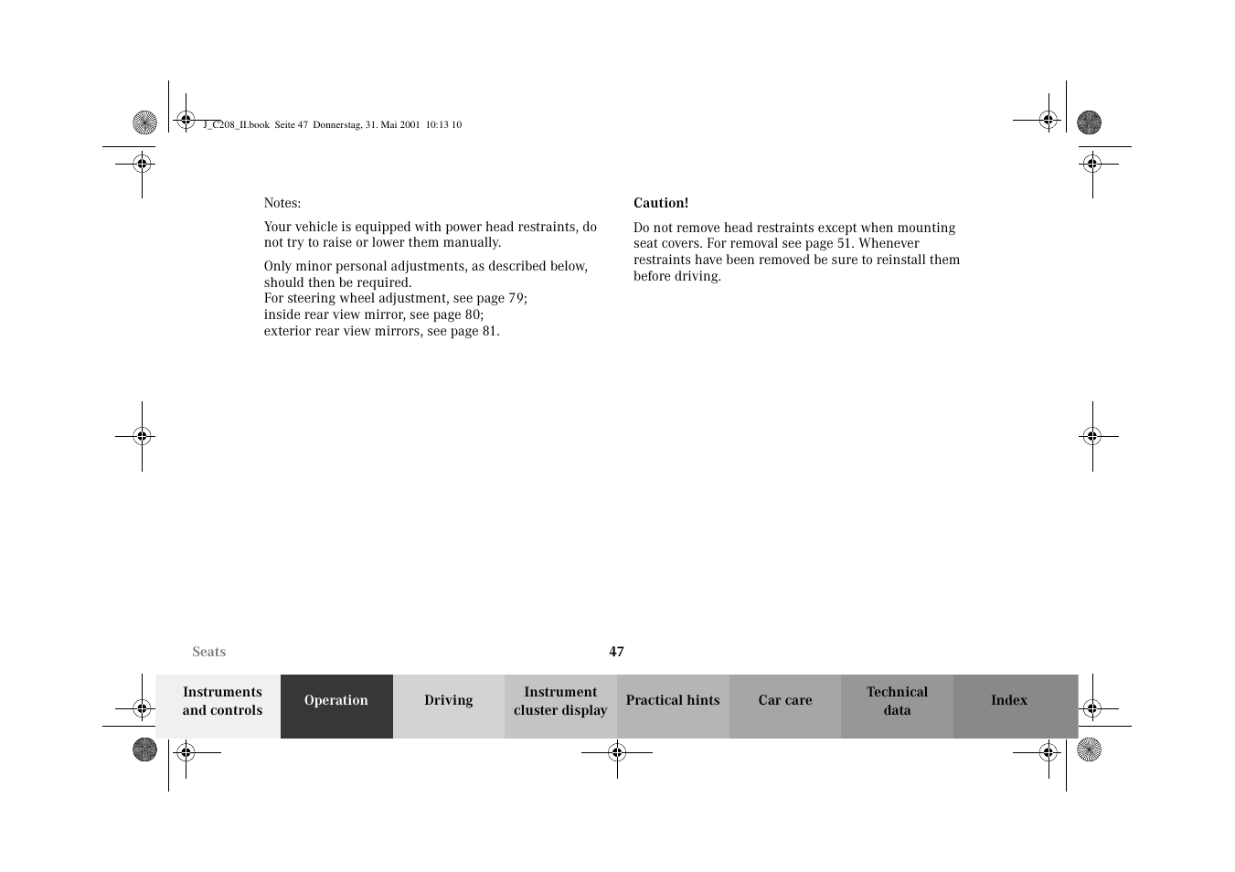 Mercedes-Benz 2002 CLK 55 AMG User Manual | Page 50 / 330