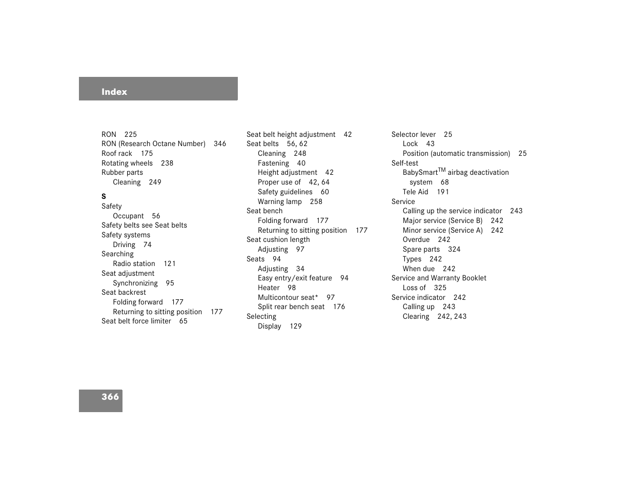 Mercedes-Benz 2004 G 500 User Manual | Page 366 / 376