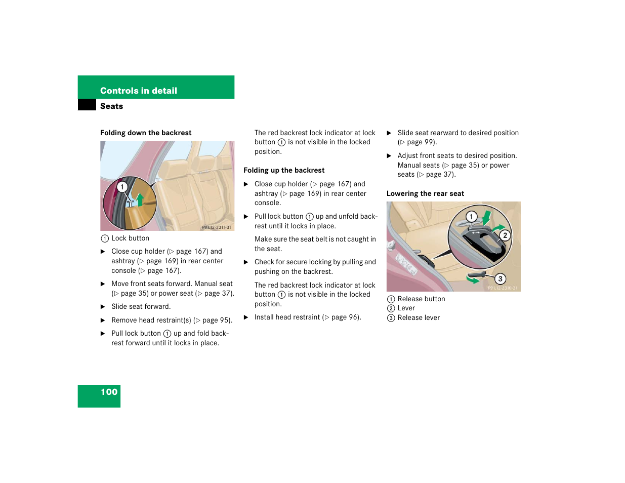 100 controls in detail | Mercedes-Benz 2004 ML 500 User Manual | Page 100 / 344