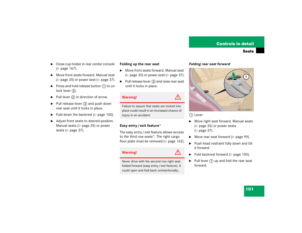 101 controls in detail | Mercedes-Benz 2004 ML 500 User Manual | Page 101 / 344