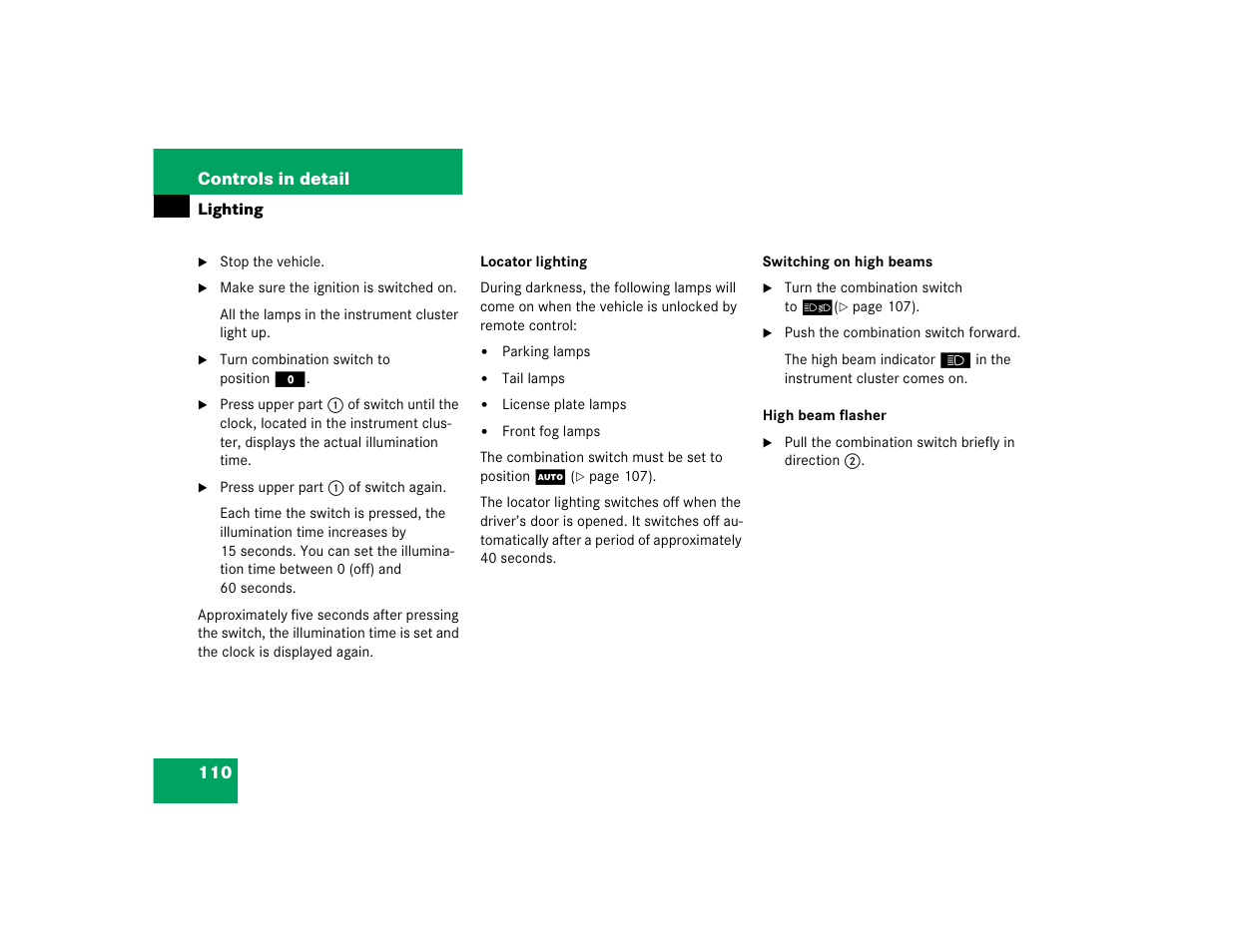 Mercedes-Benz 2004 ML 500 User Manual | Page 110 / 344