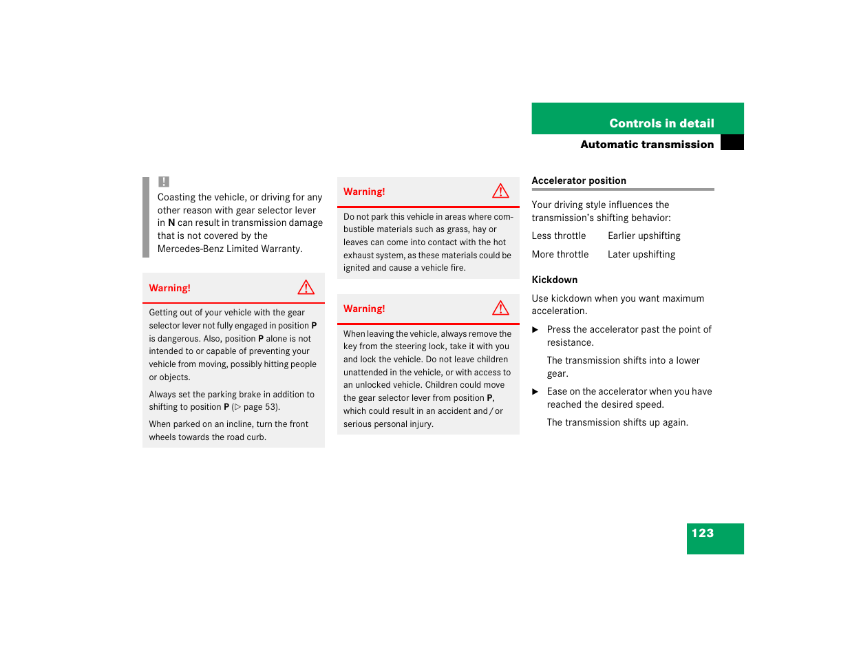 Mercedes-Benz 2004 ML 500 User Manual | Page 123 / 344