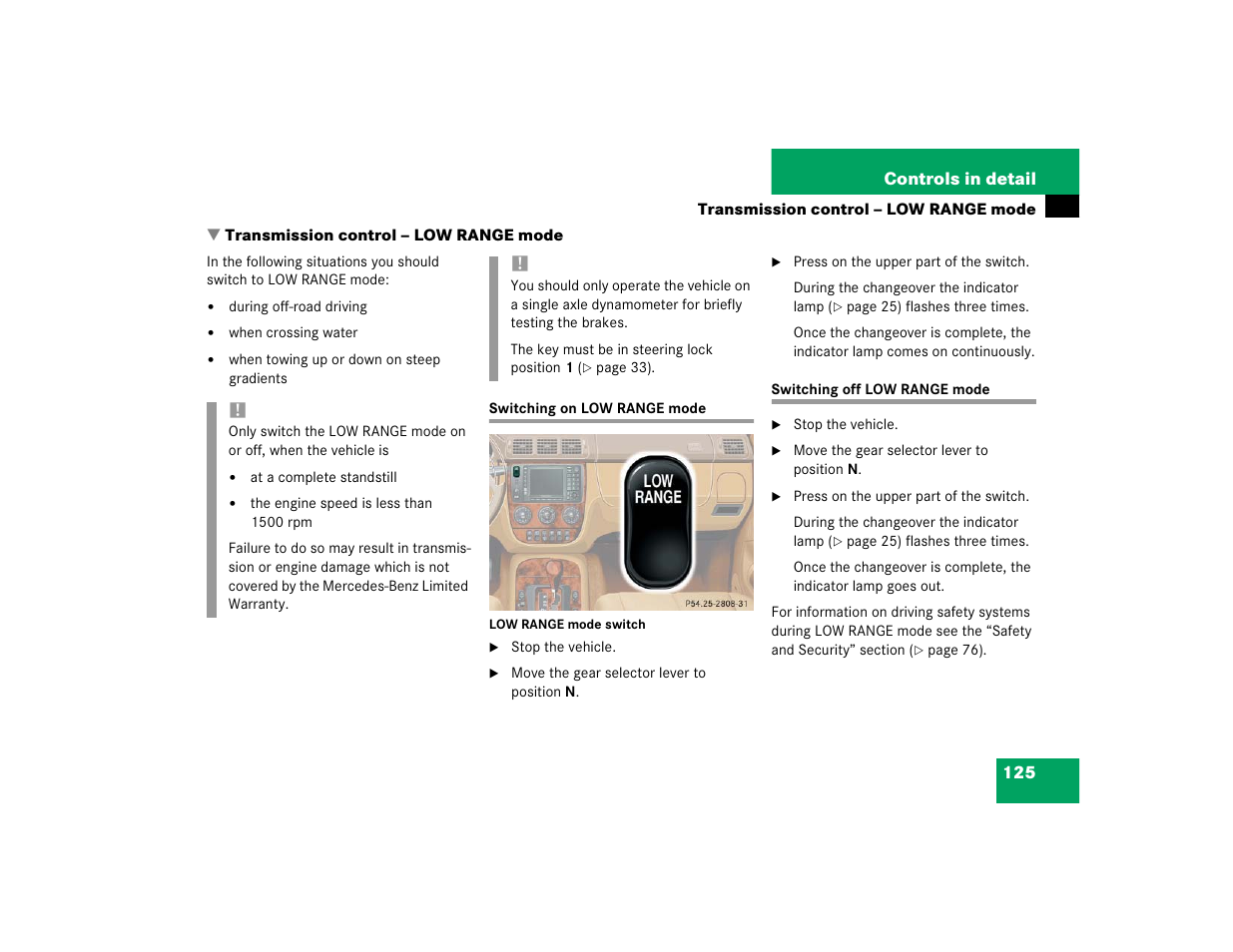 Mercedes-Benz 2004 ML 500 User Manual | Page 125 / 344