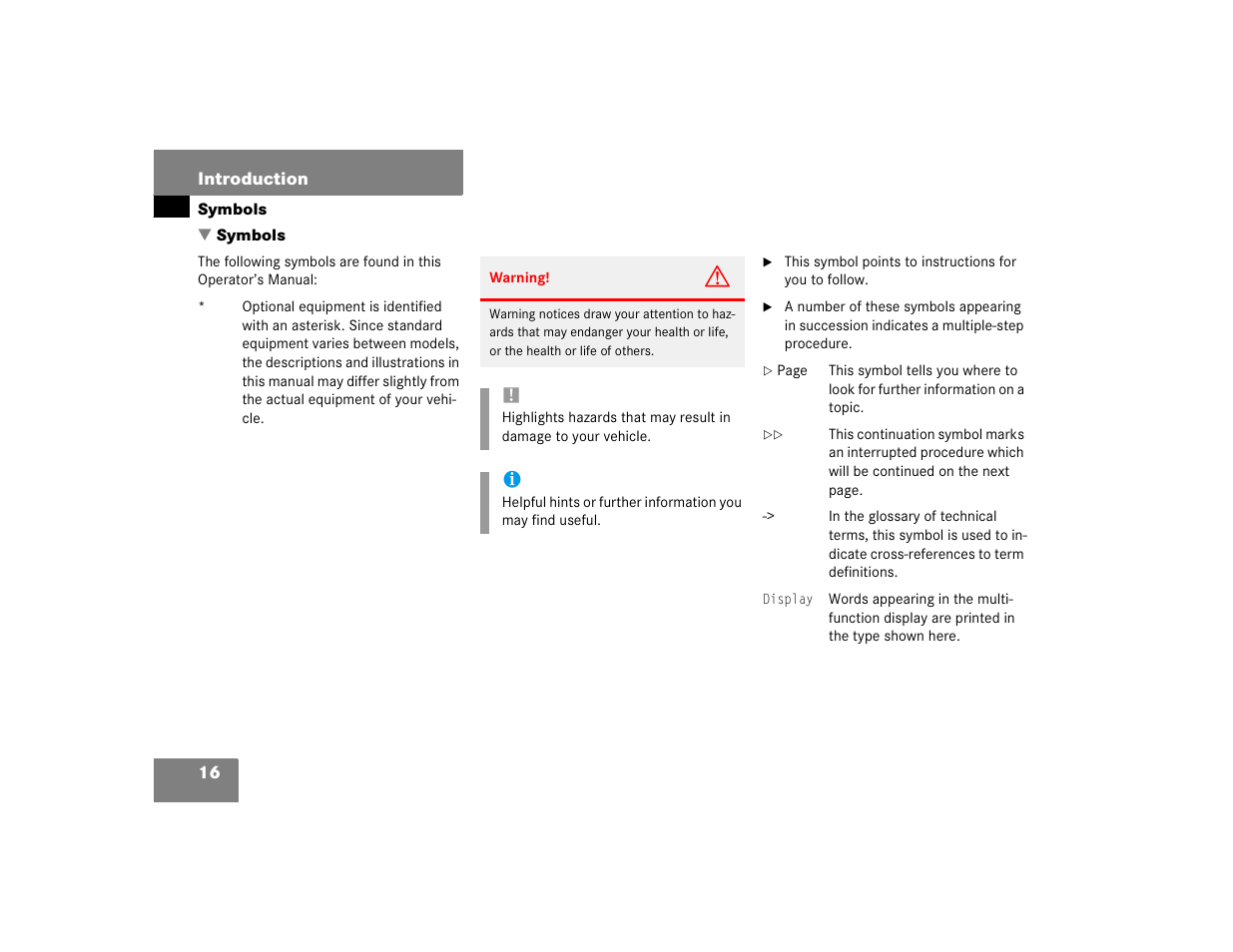 Mercedes-Benz 2004 ML 500 User Manual | Page 16 / 344
