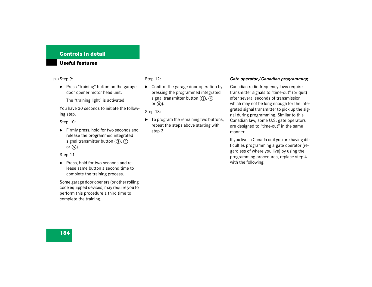 Mercedes-Benz 2004 ML 500 User Manual | Page 184 / 344