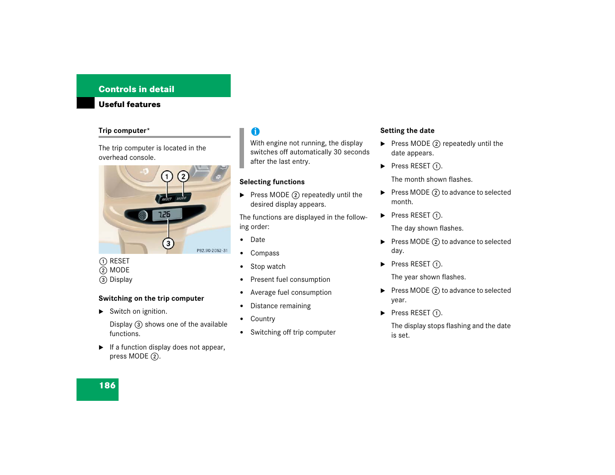 186 controls in detail | Mercedes-Benz 2004 ML 500 User Manual | Page 186 / 344