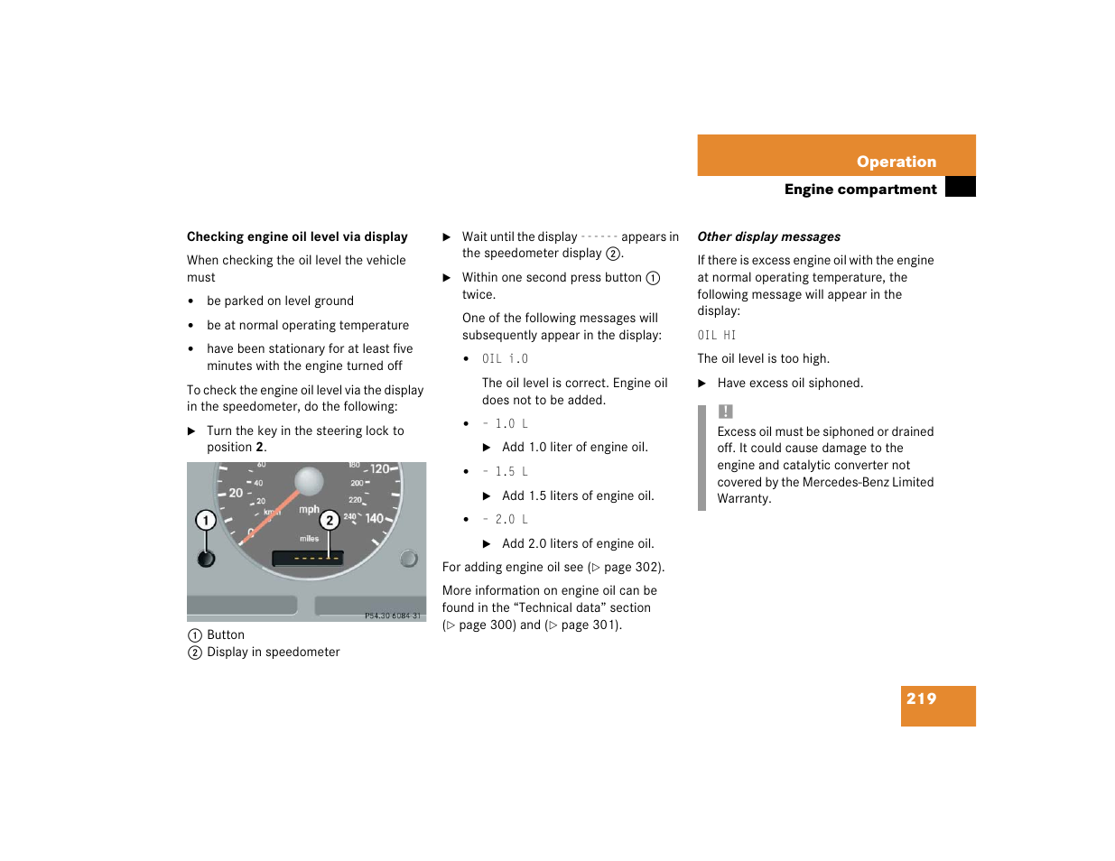 219 operation | Mercedes-Benz 2004 ML 500 User Manual | Page 219 / 344