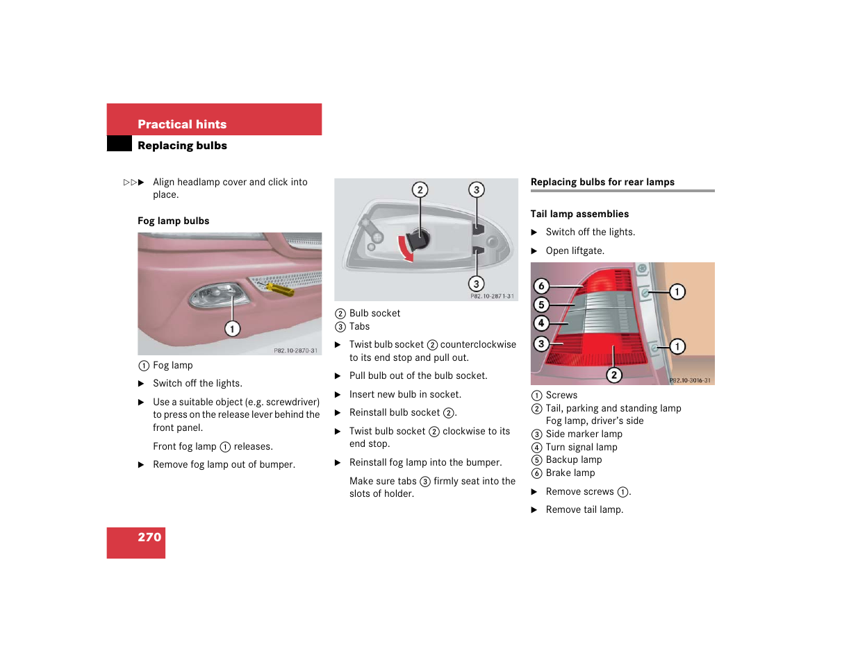 270 practical hints | Mercedes-Benz 2004 ML 500 User Manual | Page 270 / 344