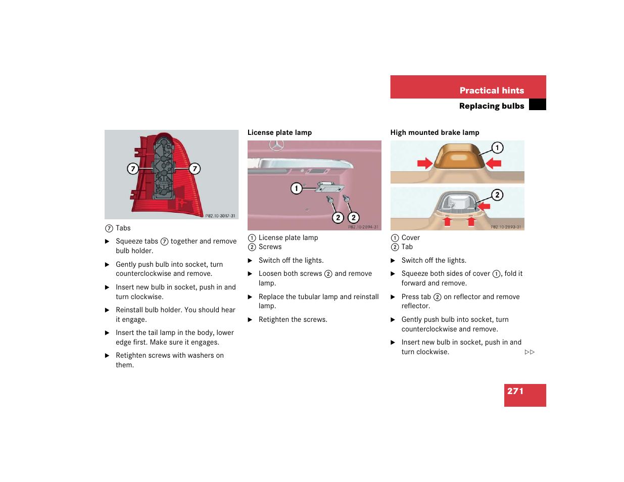 271 practical hints | Mercedes-Benz 2004 ML 500 User Manual | Page 271 / 344