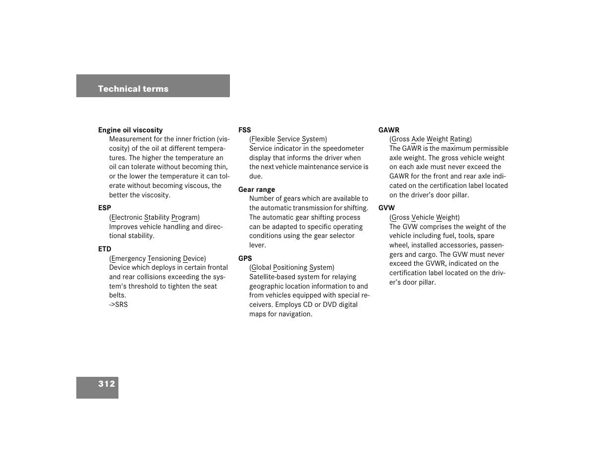 Mercedes-Benz 2004 ML 500 User Manual | Page 312 / 344