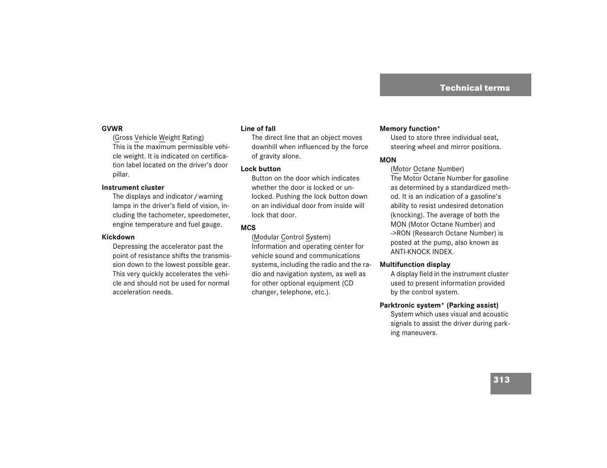 Mercedes-Benz 2004 ML 500 User Manual | Page 313 / 344