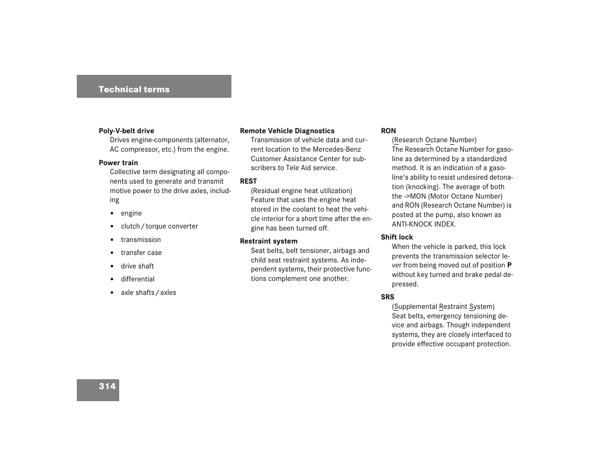 Mercedes-Benz 2004 ML 500 User Manual | Page 314 / 344