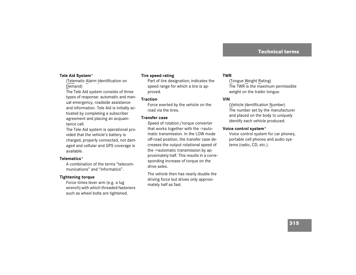 Mercedes-Benz 2004 ML 500 User Manual | Page 315 / 344