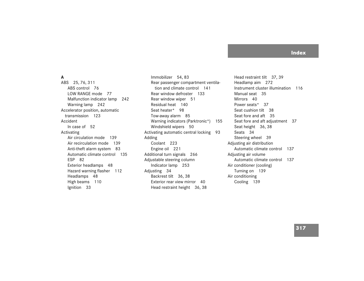 Mercedes-Benz 2004 ML 500 User Manual | Page 317 / 344