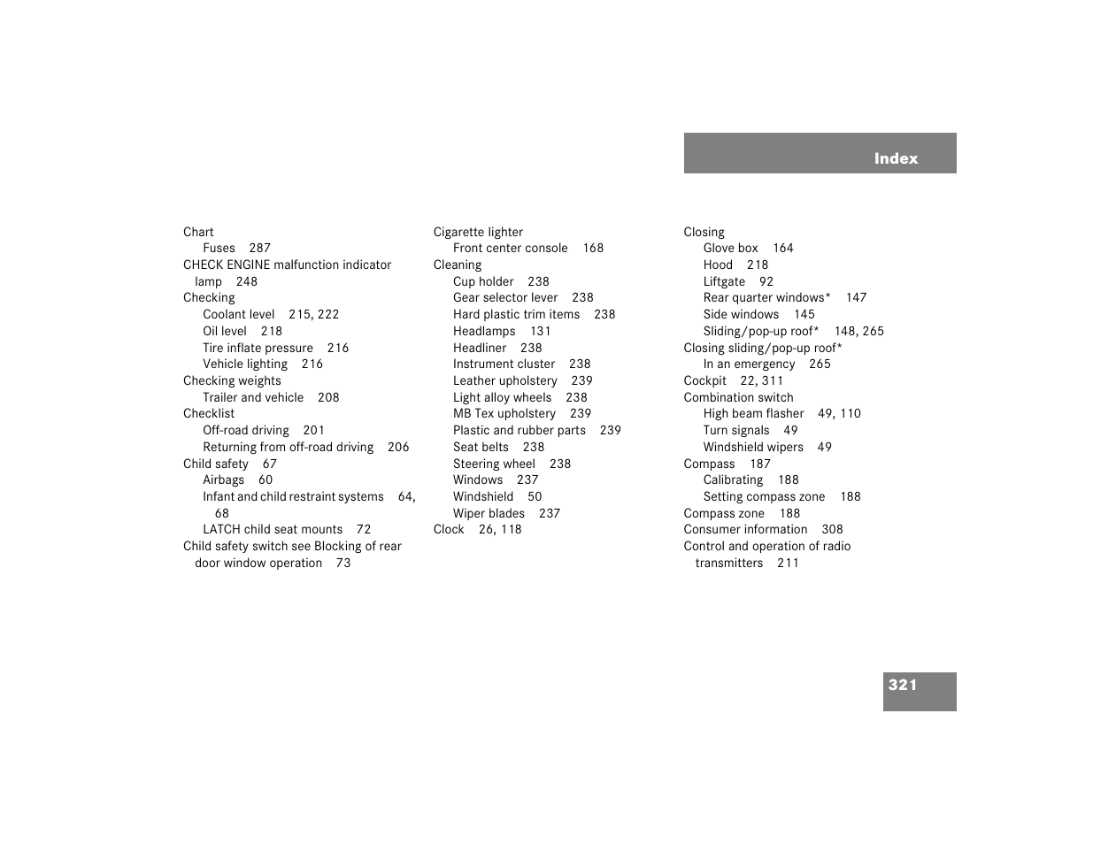 Mercedes-Benz 2004 ML 500 User Manual | Page 321 / 344