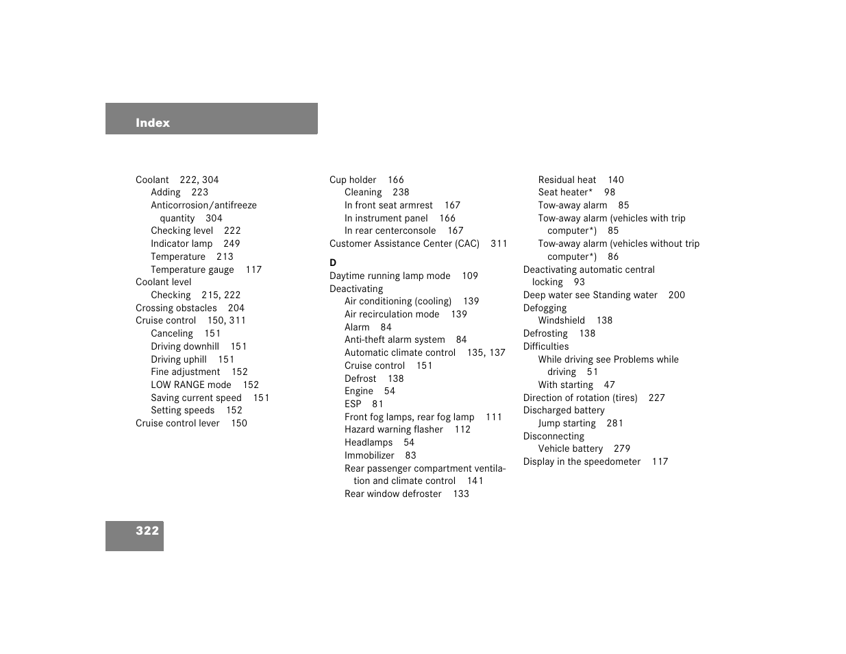 Mercedes-Benz 2004 ML 500 User Manual | Page 322 / 344