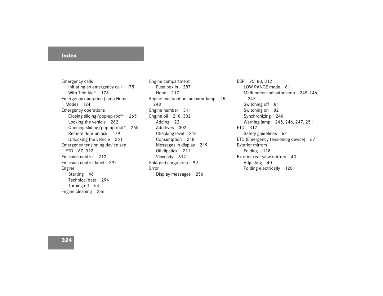 Mercedes-Benz 2004 ML 500 User Manual | Page 324 / 344