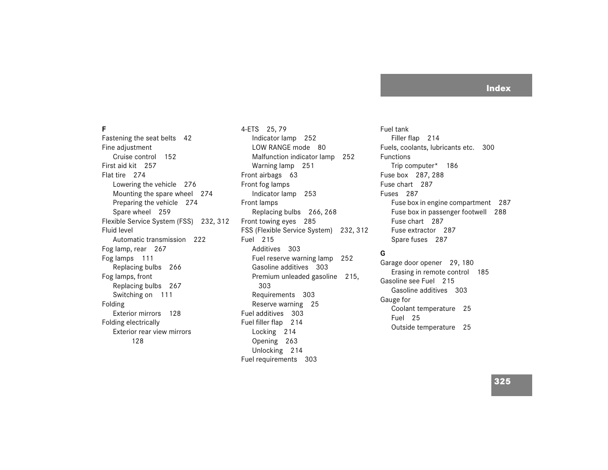 Mercedes-Benz 2004 ML 500 User Manual | Page 325 / 344