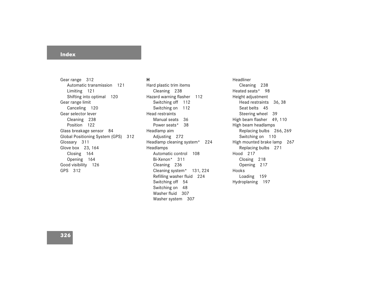 Mercedes-Benz 2004 ML 500 User Manual | Page 326 / 344