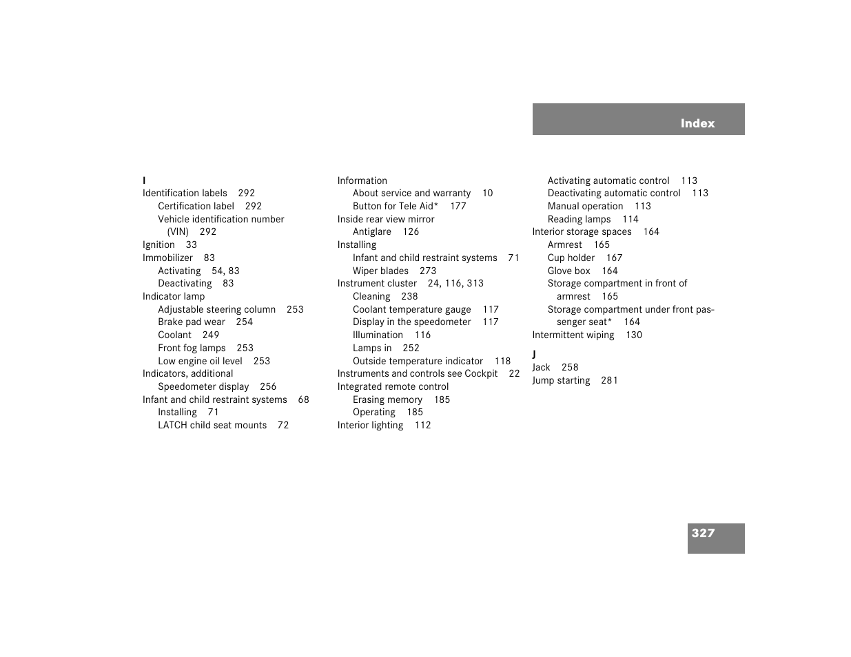 Mercedes-Benz 2004 ML 500 User Manual | Page 327 / 344