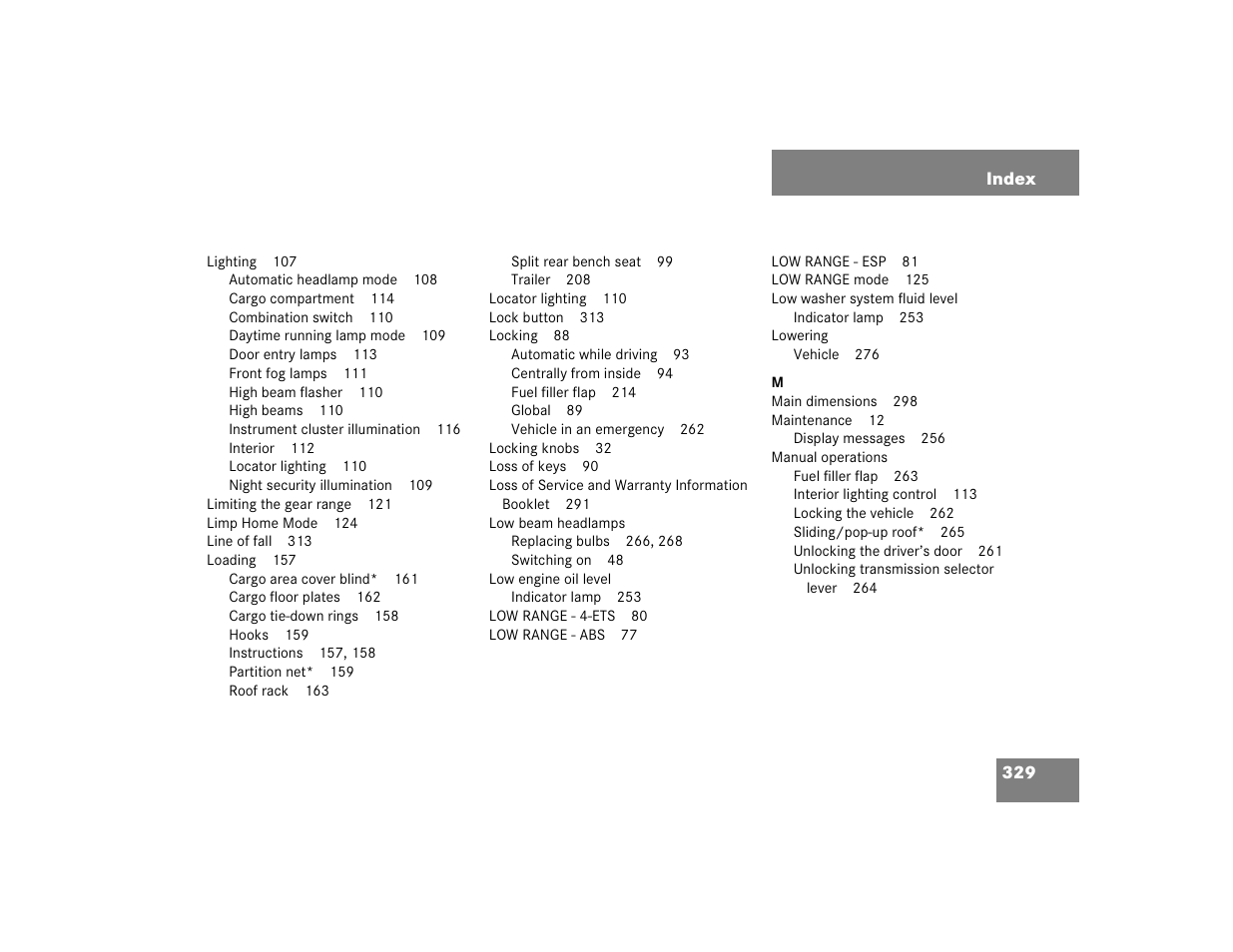 Mercedes-Benz 2004 ML 500 User Manual | Page 329 / 344