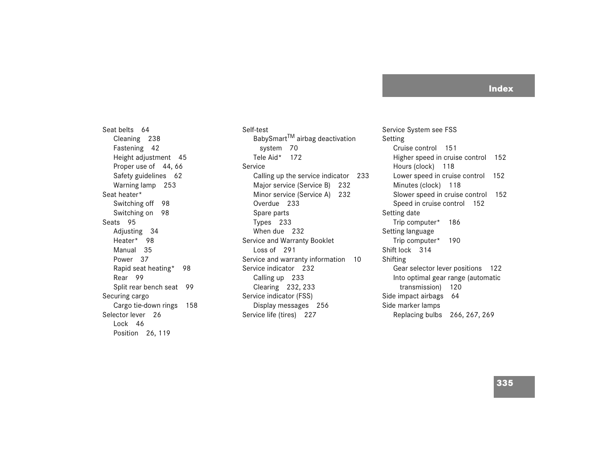 Mercedes-Benz 2004 ML 500 User Manual | Page 335 / 344