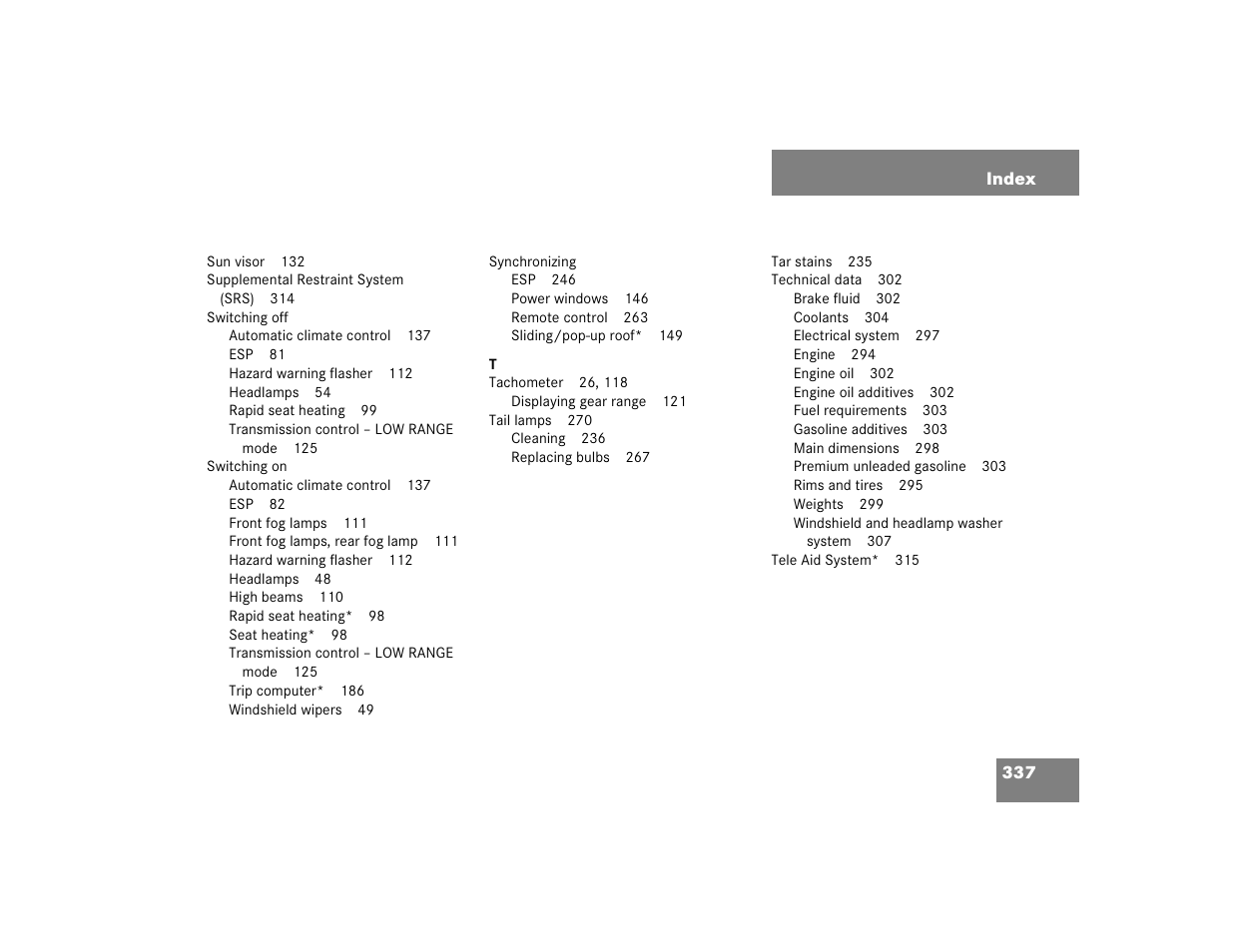 Mercedes-Benz 2004 ML 500 User Manual | Page 337 / 344