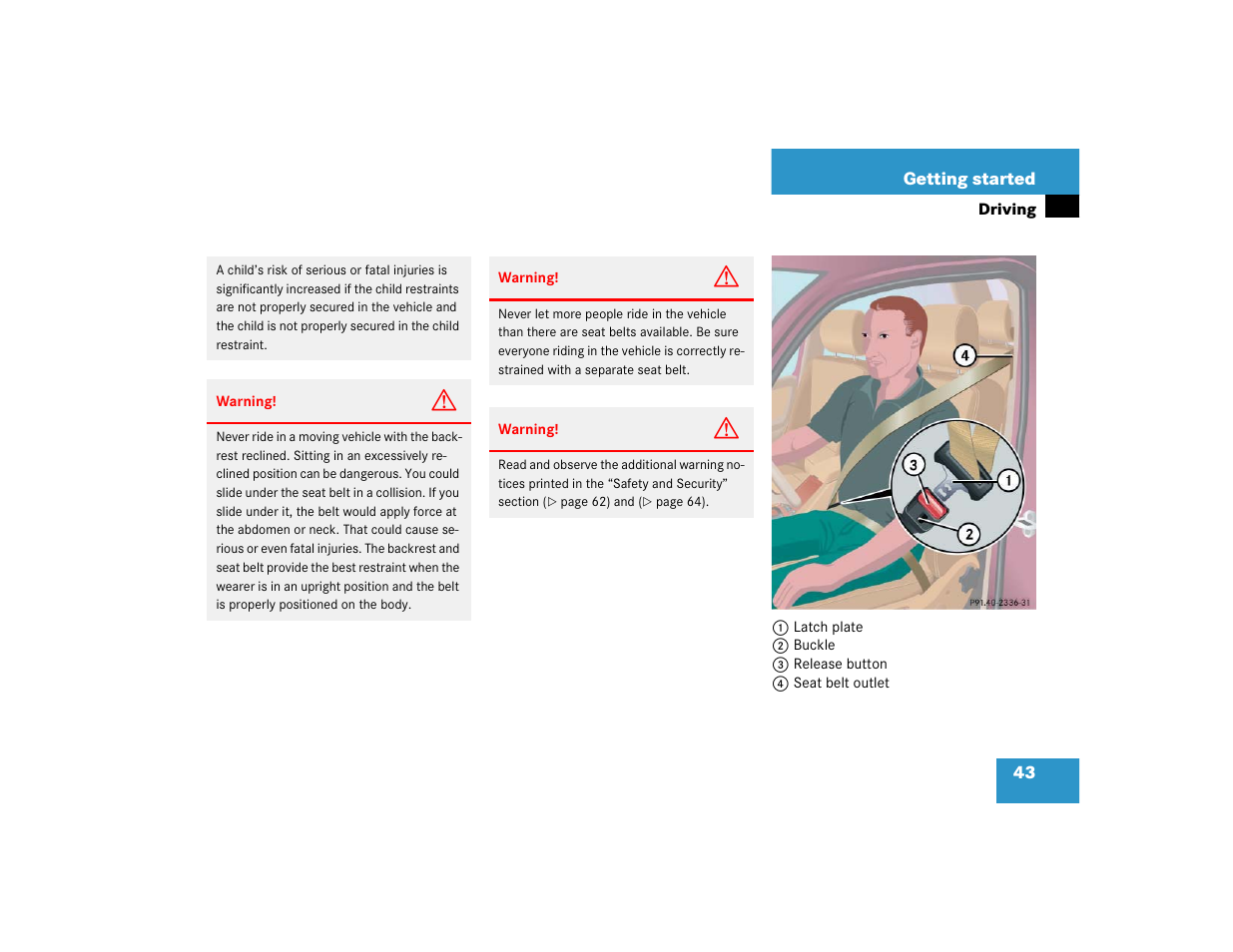 Mercedes-Benz 2004 ML 500 User Manual | Page 43 / 344