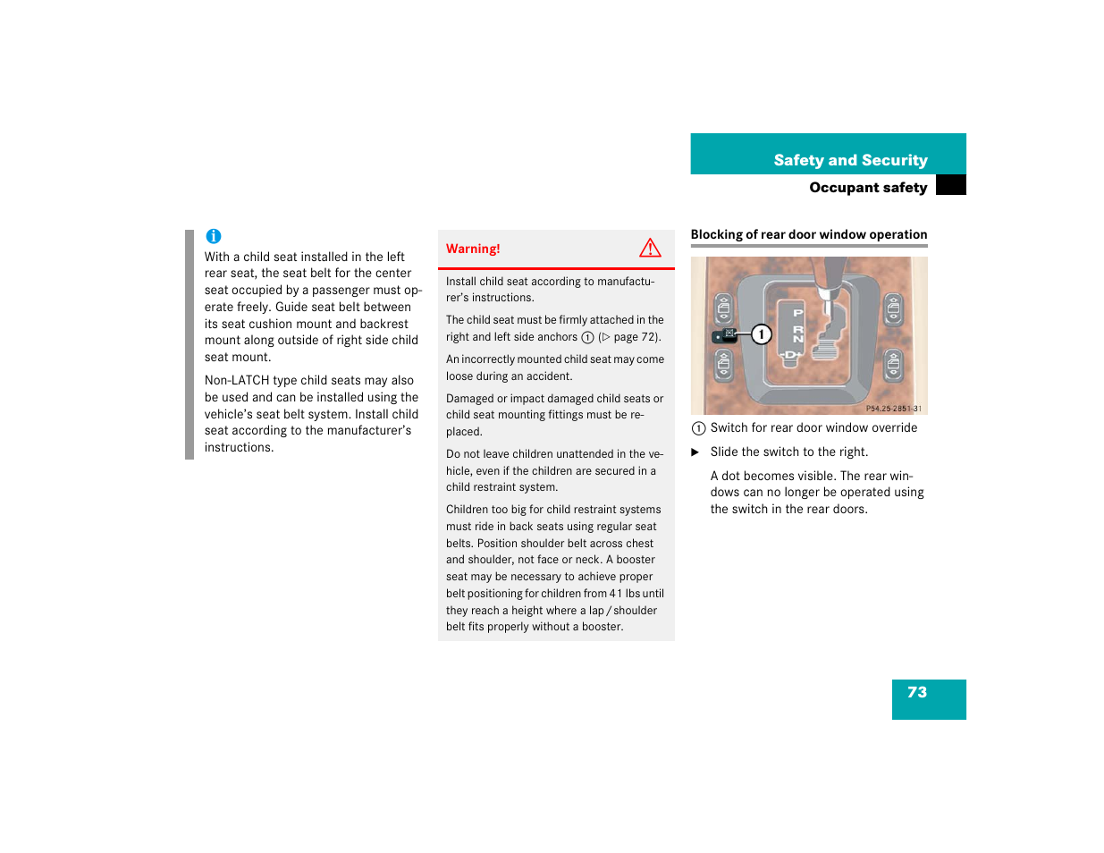 Mercedes-Benz 2004 ML 500 User Manual | Page 73 / 344