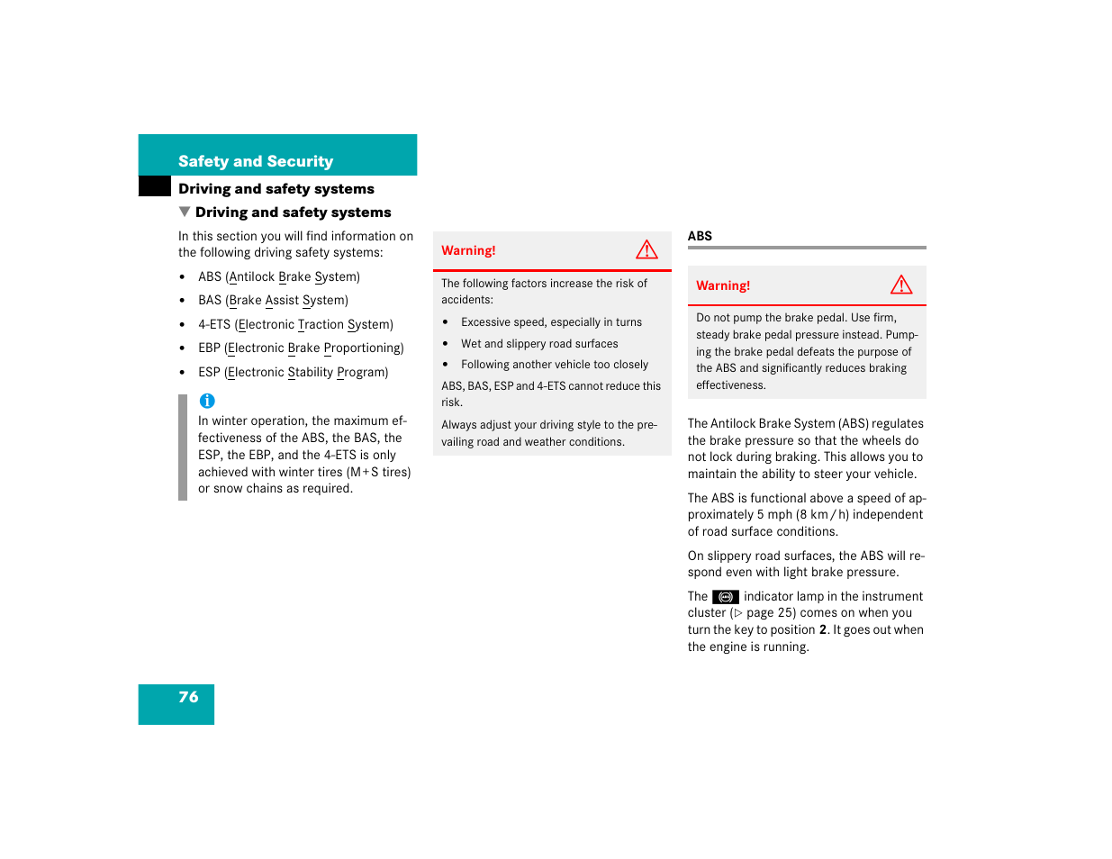 Mercedes-Benz 2004 ML 500 User Manual | Page 76 / 344