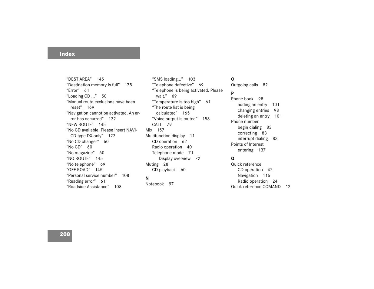 Mercedes-Benz Command 209 User Manual | Page 216 / 225