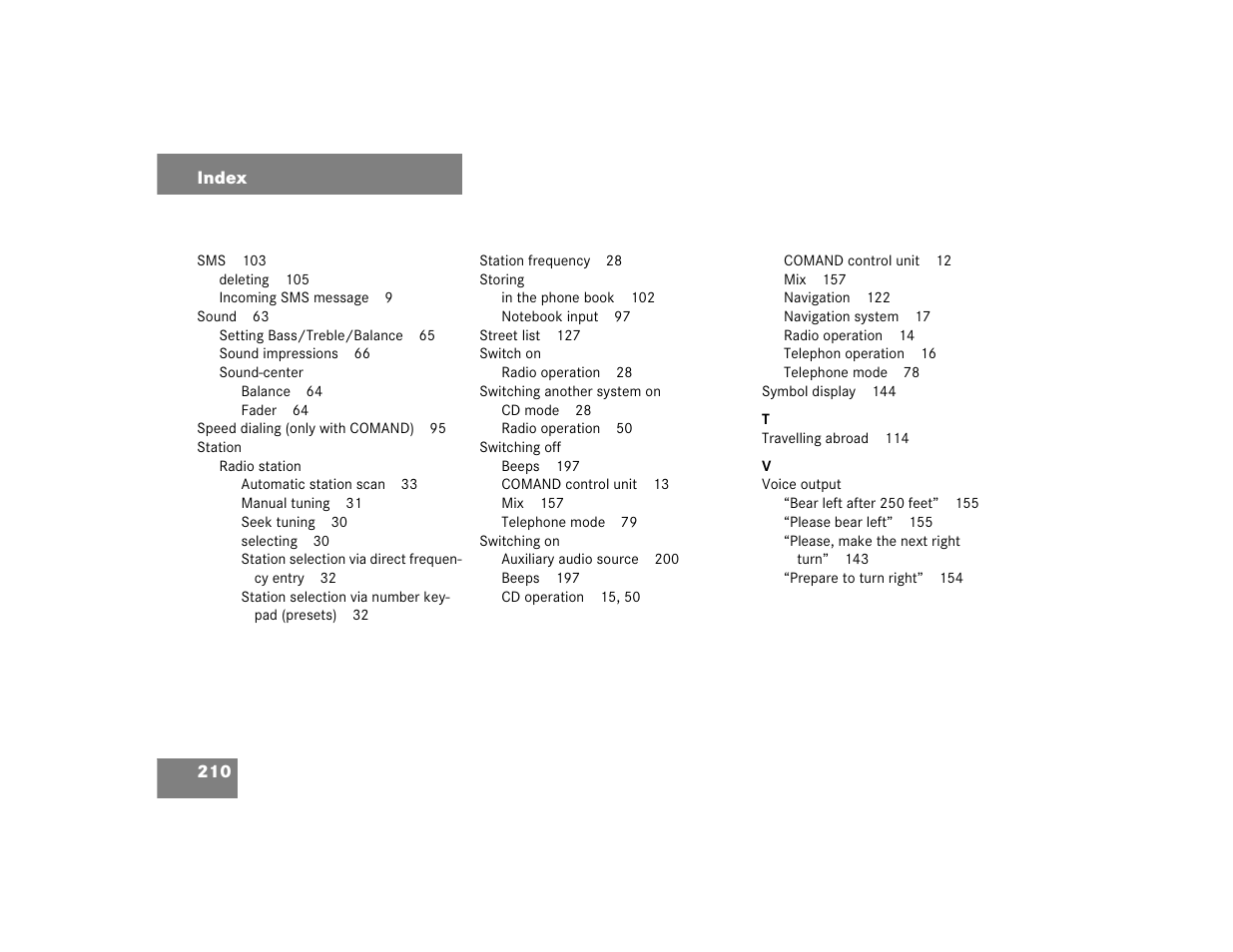 Mercedes-Benz Command 209 User Manual | Page 218 / 225